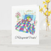 おもしろいカエルが元気に挨拶すスペインのる カード (黄色い花)