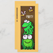 おもしろいカエルとビーパーティの招待状 招待状 (正面/裏面)