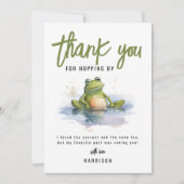 おもしろいカエルをテーマにした誕生日パーティーサンキューカード 招待状 (正面)