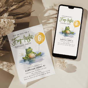おもしろいカエル味の誕生日パーティーの招待状 招待状