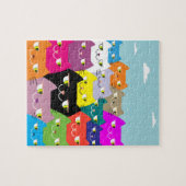 おもしろいカカラフルウトドール猫イラストズキッズ ジグソーパズル (横)