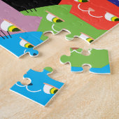 おもしろいカカラフルウトドール猫イラストズキッズ ジグソーパズル (側面)