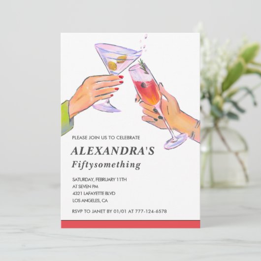 おもしろいカクテルシャンパン59thバースデーパーティー 招待状 (スタンド正面)