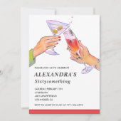 おもしろいカクテルシャンパン68thバースデーパーティー 招待状 (正面)