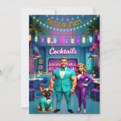 おもしろいカクテルバーバースデーパーティーカップルBuldog 招待状 (正面)