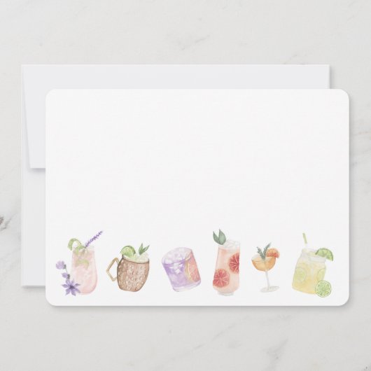 おもしろいカクテルブライダルシャワーパーティーが恋に沸き立つ 招待状 (裏面)