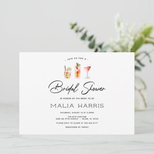 おもしろいカクテルブライダルシャワー招待 招待状 (スタンド正面)