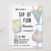 おもしろいカクテル大人の誕生日の招待のsip 招待状 (正面)
