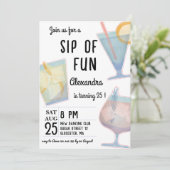 おもしろいカクテル大人の誕生日の招待のsip 招待状 (スタンド正面)