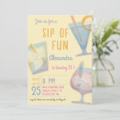 おもしろいカクテル大人の誕生日の招待のsip 招待状 (スタンド正面)