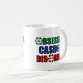 おもしろいカジノアディクト賭博トランプのポーカーチップ コーヒーマグカップ (正面右)