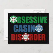 おもしろいカジノアディクト賭博トランプのポーカーチップ ポストカード (正面/裏面)
