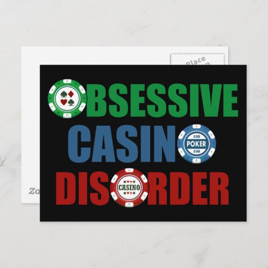 おもしろいカジノアディクト賭博トランプのポーカーチップ ポストカード (正面/裏面)