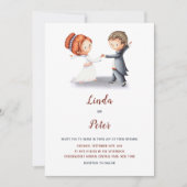 おもしろいカジュアルシンプル新婦ユニーク結婚の 招待状 (正面)