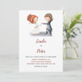 おもしろいカジュアルシンプル新婦ユニーク結婚の 招待状 (スタンド正面)