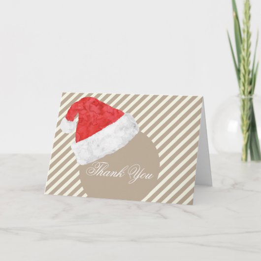 おもしろいカジュアルモダンサンタハットクリスマ結婚ス サンキューカード (正面)