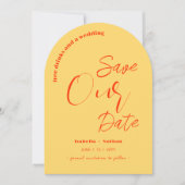 おもしろいカジュアル黄色の夏の結婚式の日付保存 招待状 (正面)