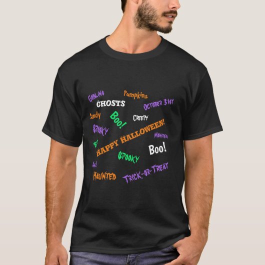 おもしろいカスタマイズハッピーハローウィン Tシャツ (正面)