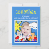 おもしろいカスタムかわいい動物の誕生日パーティー 招待状 (正面)