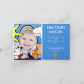 おもしろいカスタムかわいい動物の誕生日パーティー 招待状 (内部)