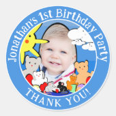 おもしろいカスタムかわいい動物誕生日ありがとう ラウンドシール (正面)