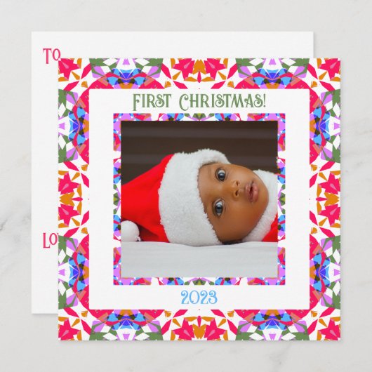 おもしろいカスタムすてきフェスティバルクリスマスフォトギフトカード (正面/裏面)