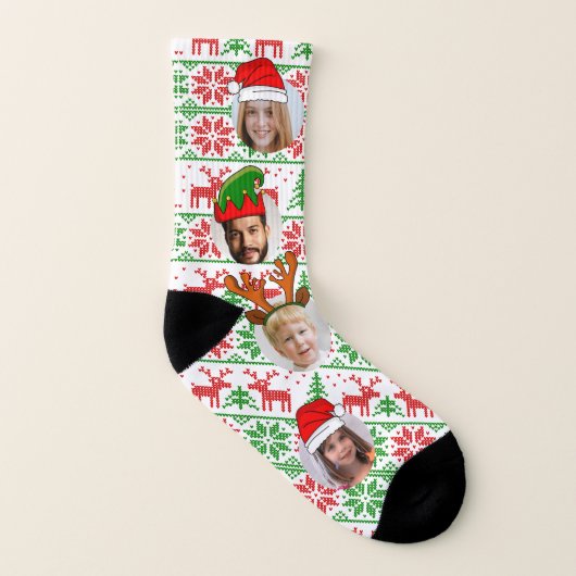 おもしろいカスタムのクリスマスの帽子の穴に写真 ソックス (左内側)