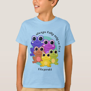 おもしろいカスタムは完全に神のカエルのクリスチャンの少年に依存 Tシャツ