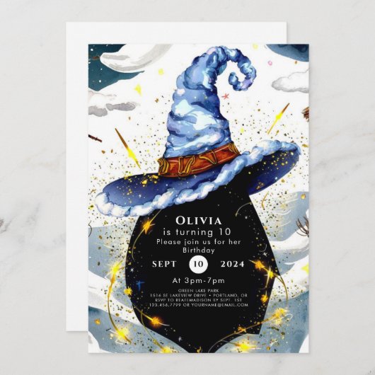 おもしろいカスタムウィザード誕生日 招待状 (正面/裏面)