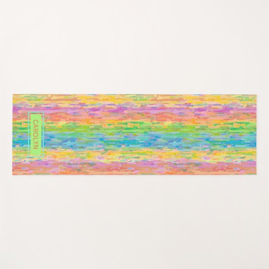 おもしろいカスタムカラフルお洒落ストライプアートパターン ヨガマット (正面(横))
