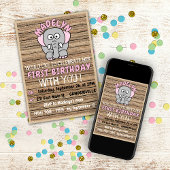 おもしろいカスタムガールズファースト誕生祝いパーティー 招待状