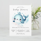 おもしろいカスタムクジラ赤ちゃんシャワー 招待状 (スタンド正面)