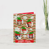 おもしろいカスタムクリスマスの帽子が穴に写真 招待状 (正面)