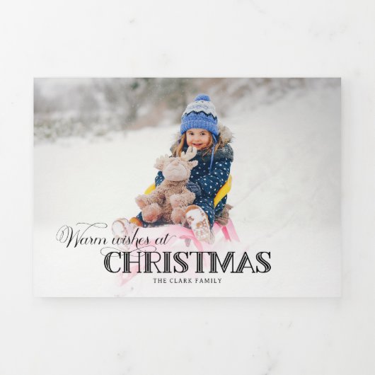おもしろいカスタムクリスマスタイポグラフィ写真 三つ折りクリスマスカード (カバー)