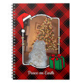 おもしろいカスタムクリスマスレッド&ブラックプレイドフォトフレーム ノートブック (正面)