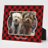 おもしろいカスタムクリスマスレッド&ブラックプレイドフォトフレーム フォトプラーク (側面)