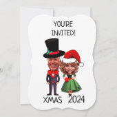 おもしろいカスタムクリスマス・カップル風刺画 招待状 (正面)