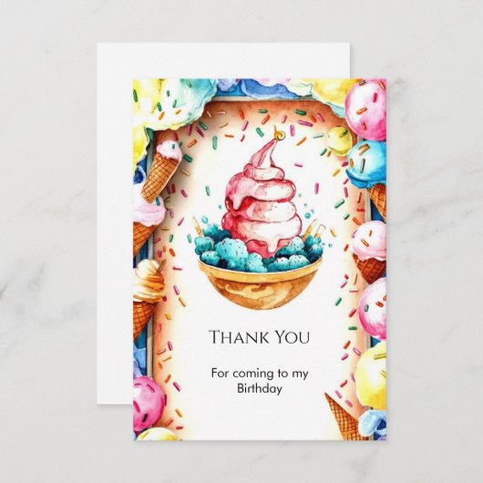 おもしろいカスタムクリーミーアイスクリーム誕生日 サンキューカード (正面/裏面)