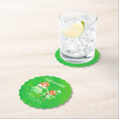 おもしろいカスタムグリーンアイルランド小人ダンスセントパトリック治具 ペーパーコースター (インサイチュ)