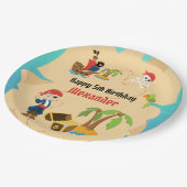 おもしろいカスタムトレジャーマップボーイ海賊誕生日パーティー ペーパープレート (アングル)