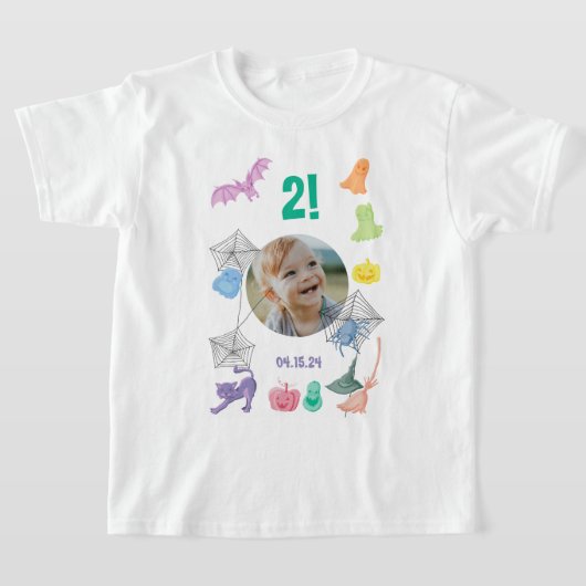 おもしろいカスタムハロウィンの写真、年齢、誕生日 Tシャツ (レイダウン)