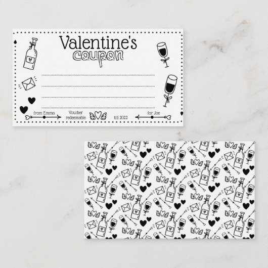 おもしろいカスタムバレンタイン/記念日カップルクーポン ノートカード (正面/裏面)
