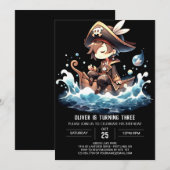 おもしろいカスタムパイレーツ誕生日 招待状 (正面/裏面)