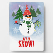 おもしろいカスタムパーティー雪だるまクリスマス フォトプラーク (正面)