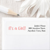 おもしろいカスタムピンク女の子の赤ちゃんシャワー戻り ラベル (インサイチュ)