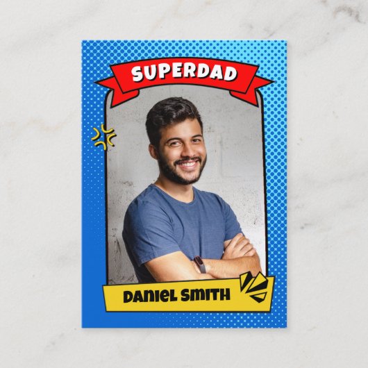 おもしろいカスタムファーザーズデイトレーディングカード漫画 コーリングカード (正面)