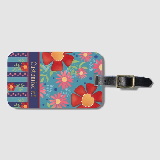 おもしろいカスタムフローラル模様名風向性 ラゲッジタグ (正面横)