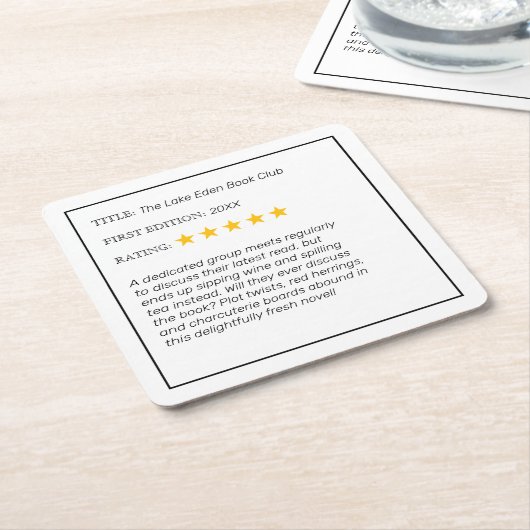 おもしろいカスタムブッククラブドリンクコースター スクエアペーパーコースター (アングル)