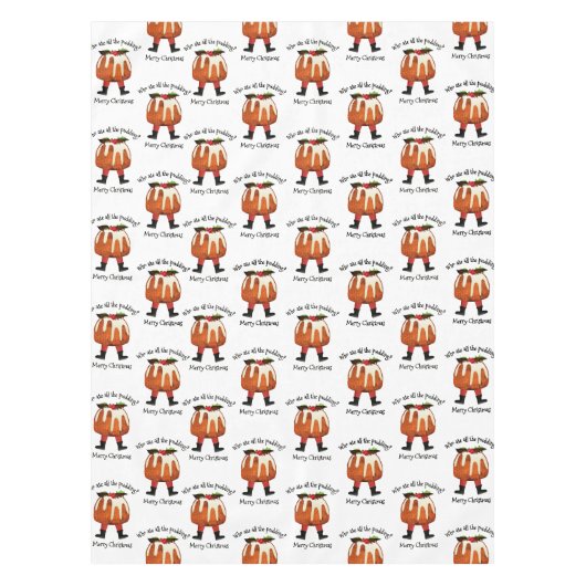 おもしろいカスタムプディングメリークリスマス テーブルクロス (正面)