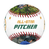 おもしろいカスタムプレイヤー名&ナンバーツーフォトスポーティ 野球ボール (裏面)